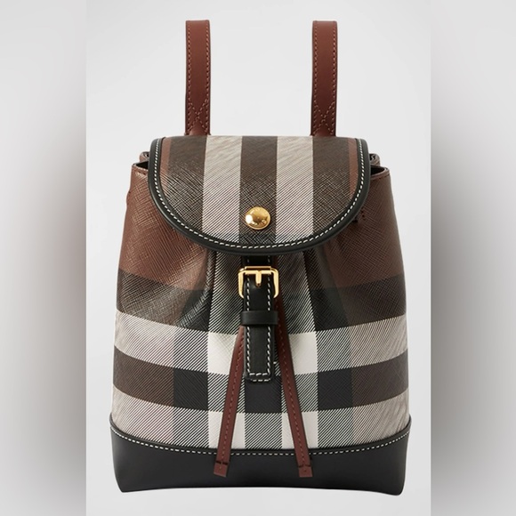 ❌SOLD❤️Burberry NWT Micro Check Leather Backpack - Picture 2 of 11